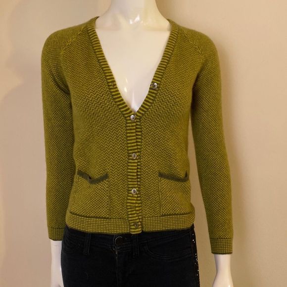 Etro Cashmere Sweater Green and Yellow Size 40 Italian - Picture 1 of 9